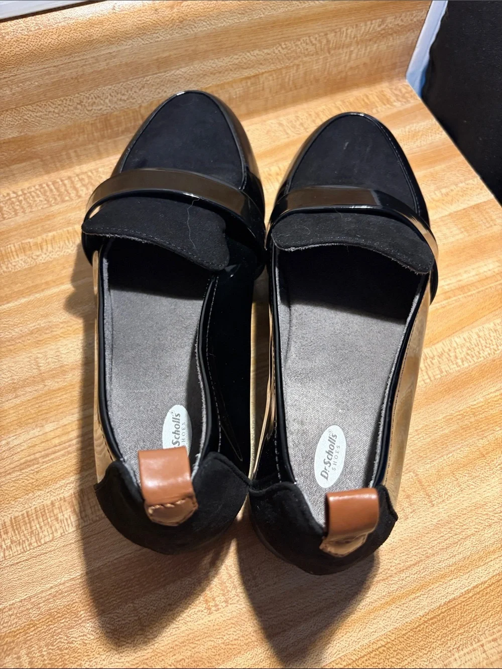 Dr Scholl Classic Black Women's Loafers - Sleek Patent and Suede